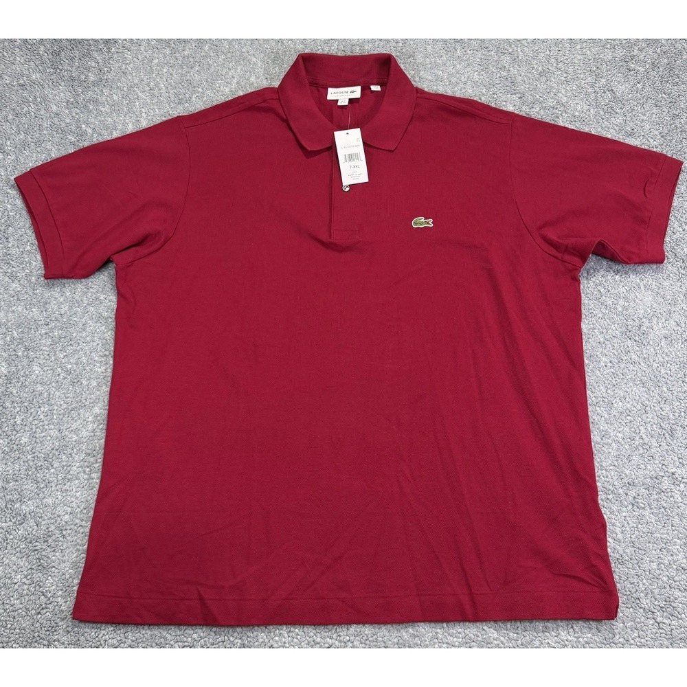 NWT Lacoste Mens Polo Shirt Short Sleeve Classic Fit Pique Bordeaux Red Size XXL